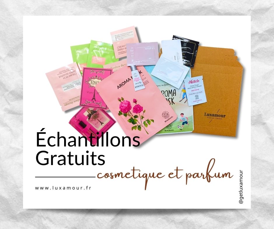 Luxamour, beaute, échantillons gratuits, soins, parfum, maquillage, cheveux, cosmetiques